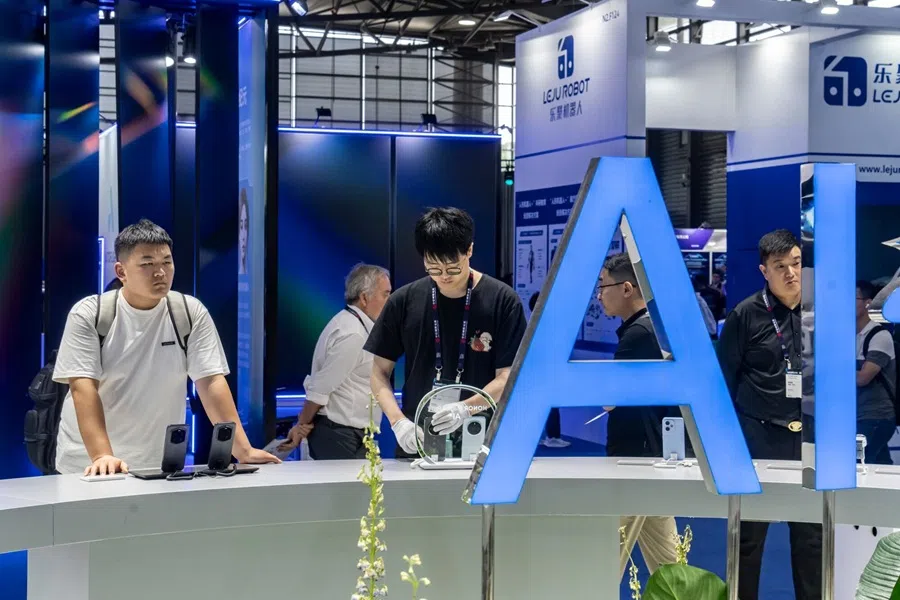 Signage for artificial intelligence at the Honor Device Co. booth at the MWC Shanghai tech show in Shanghai, China, on 19 June 2025.