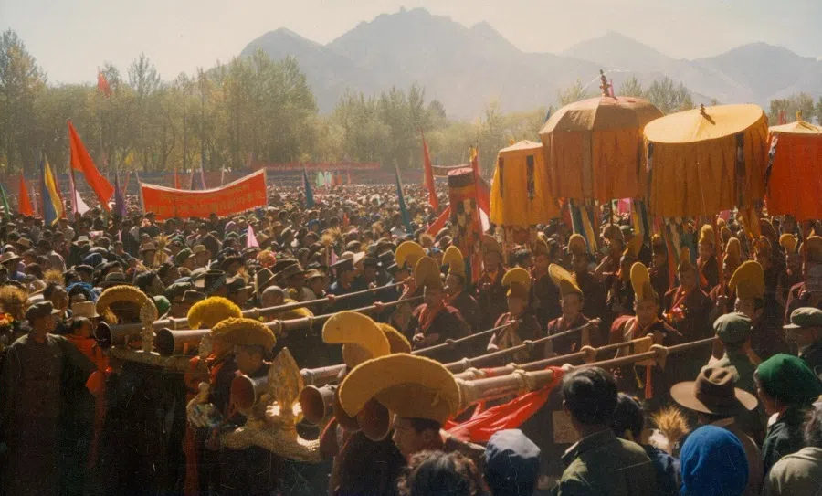 A grand celebration in Lhasa, Tibet, 1986.