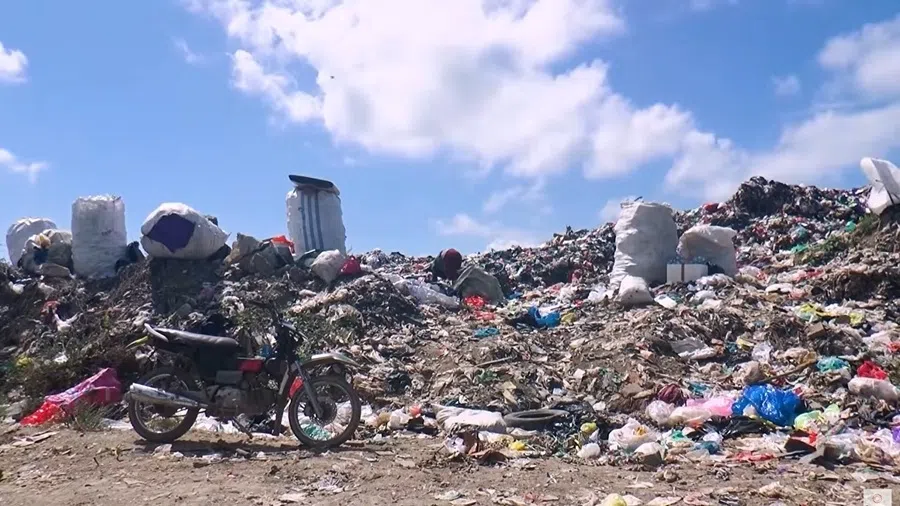 A screen shot from a video featuring Suwung landfill in Denpasar, Bali.