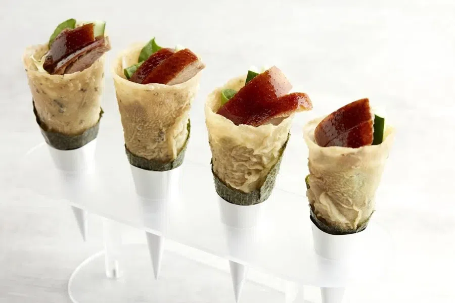 Kai Duck’s signature Peking duck salad hand roll. (Photo provided by Kai Duck)