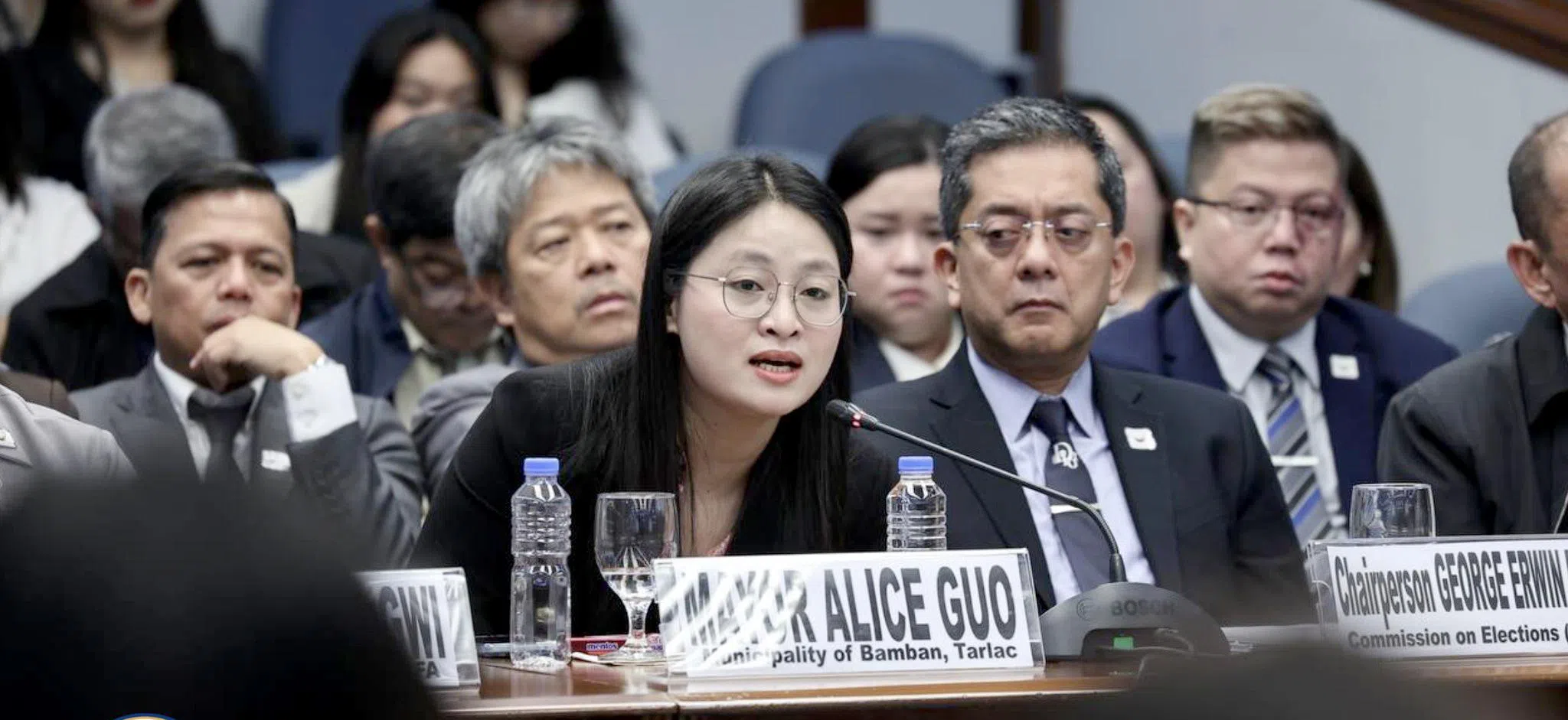 Philippines Senator Risa Hontiveros resumed her scrutiny of Bamban, Tarlac Mayor Alice Guo for her alleged ties with Philippine offshore gaming operators on 22 May 2024. (Philippines Senate Social Media Unit)