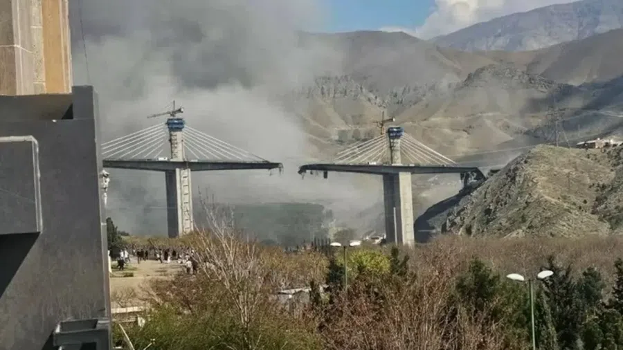 The Yahya Abad railway bridge was damaged during a US attack in April.