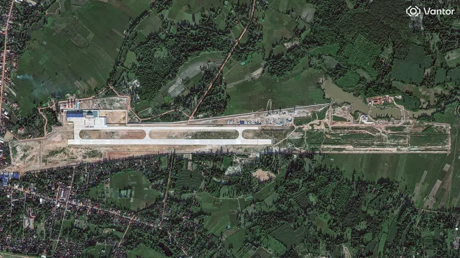 A satellite image shows a new China-Laos joint training facility, with a runway that is being expanded, in Ban Keun, Vientiane Province, Laos, 30 September 2026.