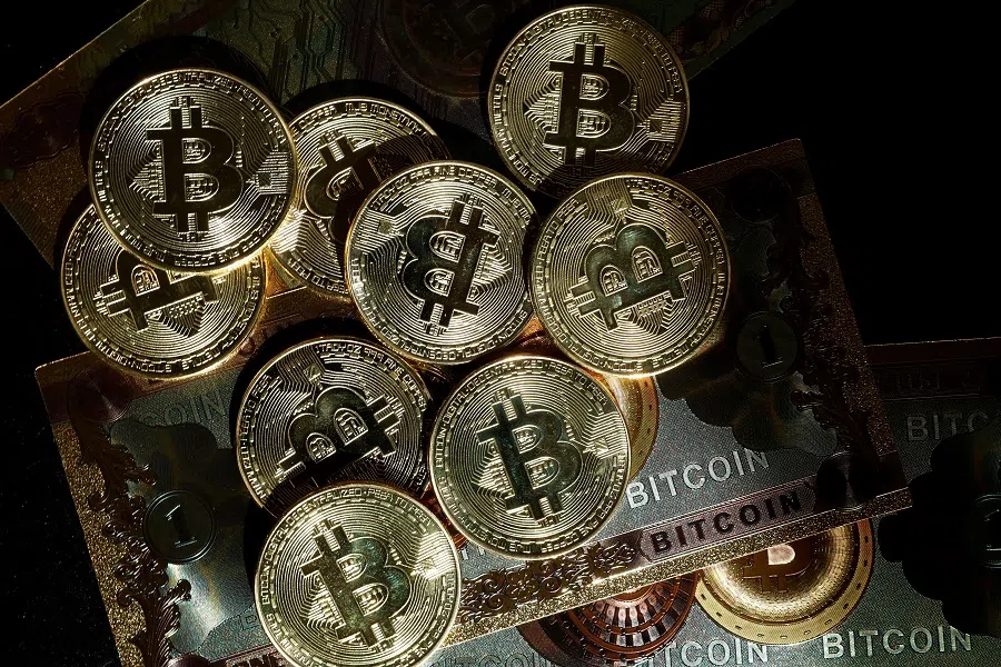 Representations of cryptocurrency Bitcoin are seen in this illustration picture taken in Paris, France, on 9 March 2024. (Benoit Tessier/Reuters)