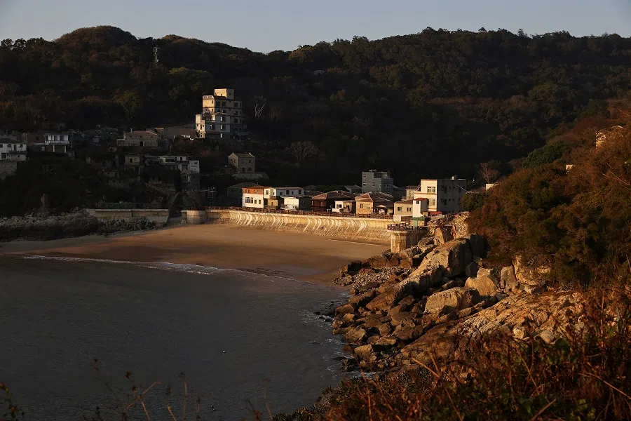 A village is seen during sunset hours on Nangan island, the main island of the Taiwan-controlled Matsu islands, 28 January 2021. (Ann Wang/Reuters)