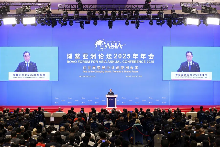 Chinese Vice Premier Ding Xuexiang speaks at the opening ceremony of the Boao Forum for Asia Annual Conference in Boao, Hainan province, China, on 27 March 2025. (China Daily via Reuters)