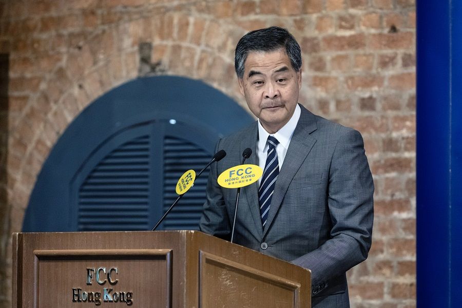 Former chief executive of Hong Kong, Leung Chun-ying said at a recent luncheon at the Foreign Correspondents' Club that it was "senseless" to think mass protests could force Beijing's hand. (Justin Chin/Bloomberg)