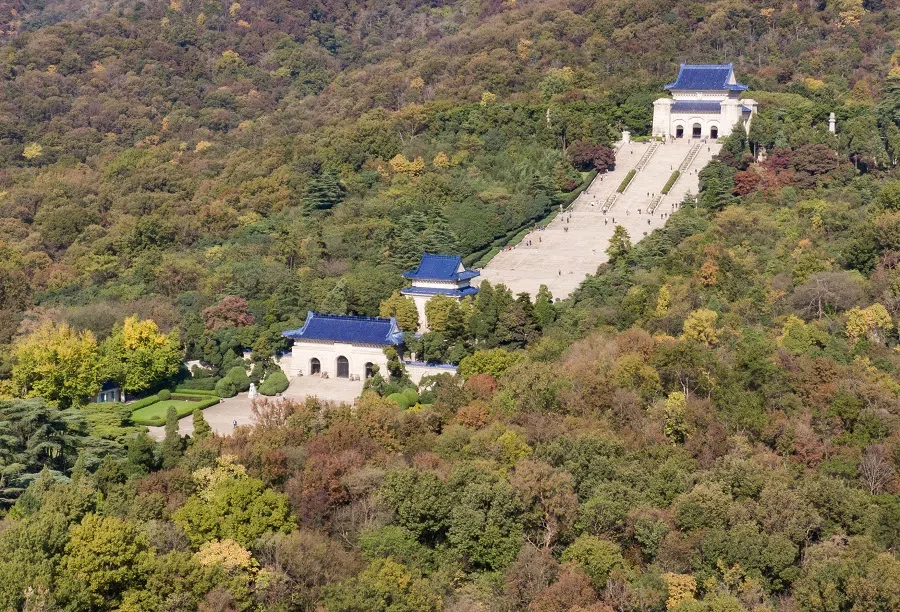 An aerial shot of Dr. Sun Yat-sen's Mausoleum in Nanjing, Jiangsu province, China, on 12 November 2021. (CNS)