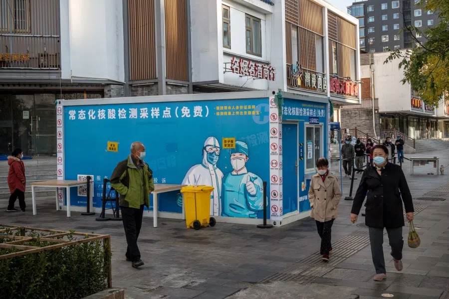A Covid-19 testing booth in Beijing, China, on 14 November 2022. (Bloomberg)