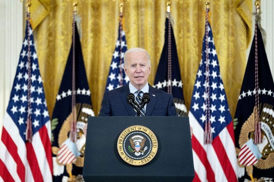 US President Joe Biden speaks in the East Room of the White House in Washington, DC, US, on 6 December 2021.(Stefani Reynolds/Bloomberg)