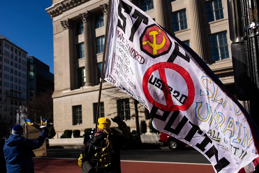 Pro-Ukrainian activists demonstrate in front of the White House in Washington, DC, on 2 March 2025, two days following Ukrainian President Volodymyr Zelenskyy and President Donald Trump’s clash in the Oval Office over the war with Russia.