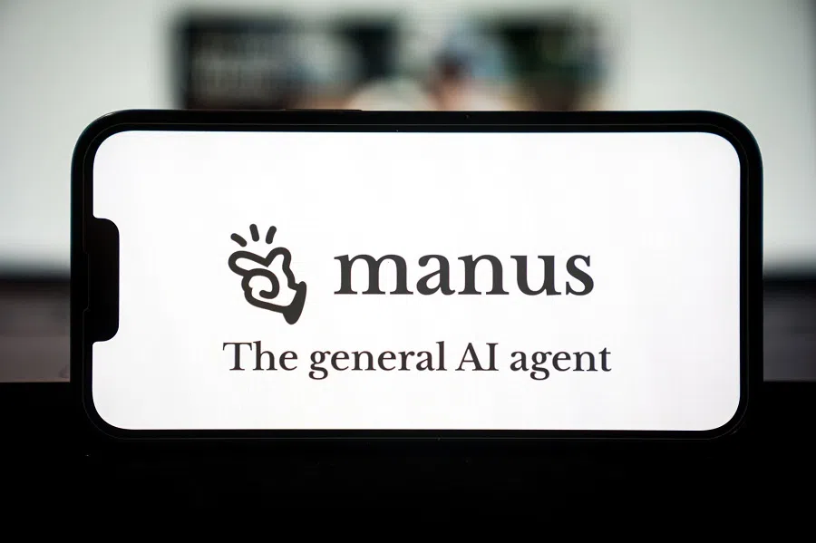 The logo for the Manus AI agent arranged on a smartphone in Hong Kong, China, on 14 March 2025.