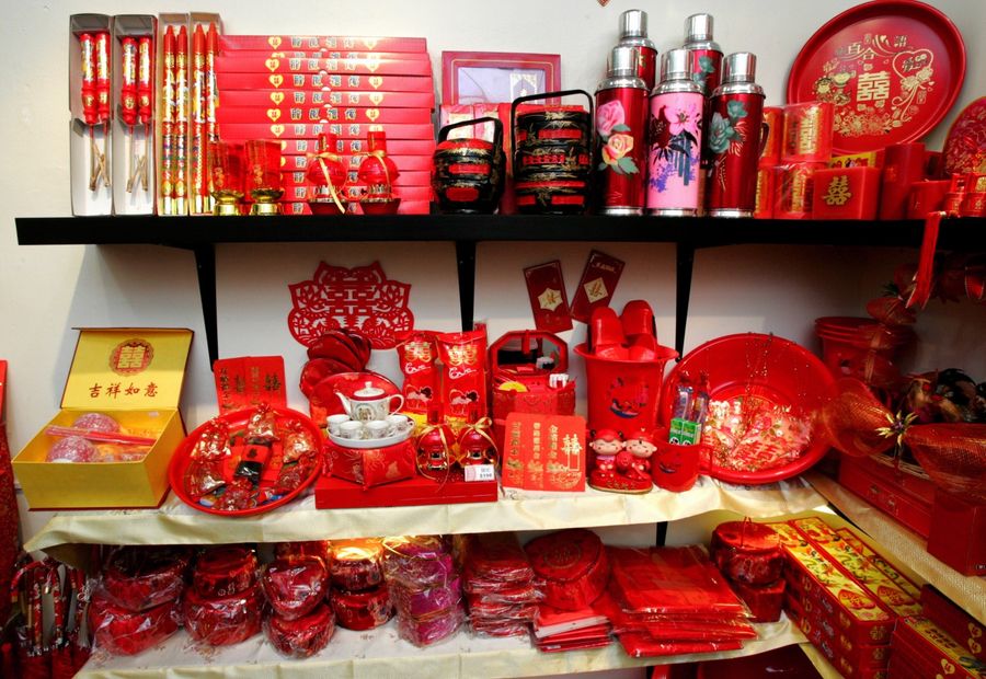 Commonly used items in a traditional Chinese wedding. (SPH)