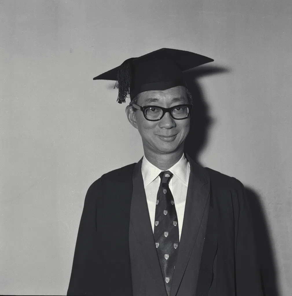 Loke Wan Tho at the University of Singapore convocation ceremony held at Victoria Theatre.