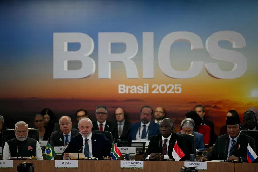 BRICS leaders during a plenary session of the BRICS summit in Rio de Janeiro, Brazil, on 7 July 2025. (Mauro Pimentel/AFP)