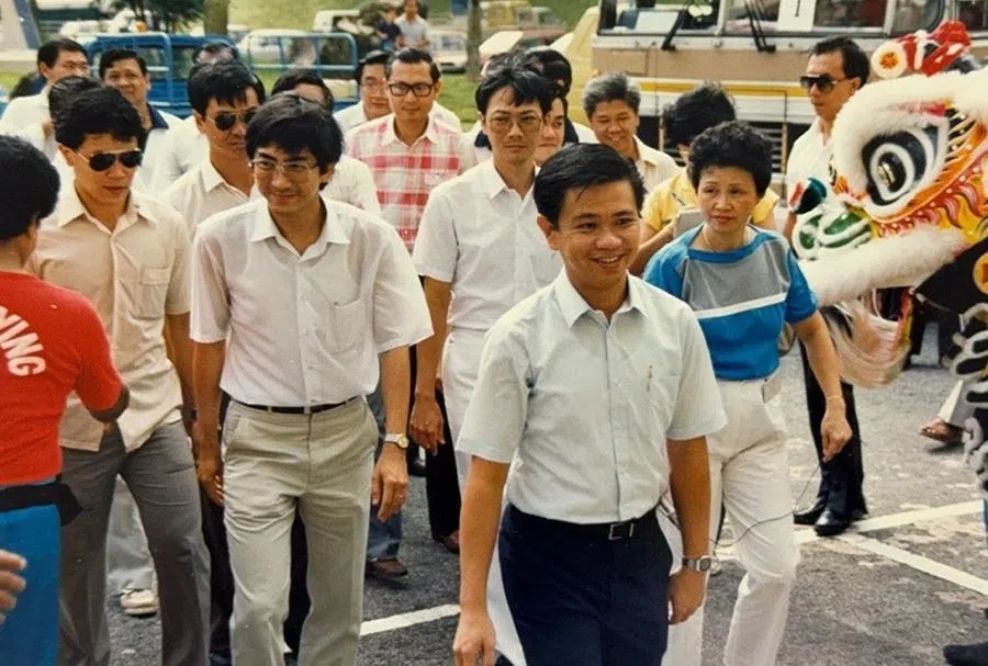 Singapore Minister for Community Development Wong Kan Seng visiting grassroots communities in 1987.