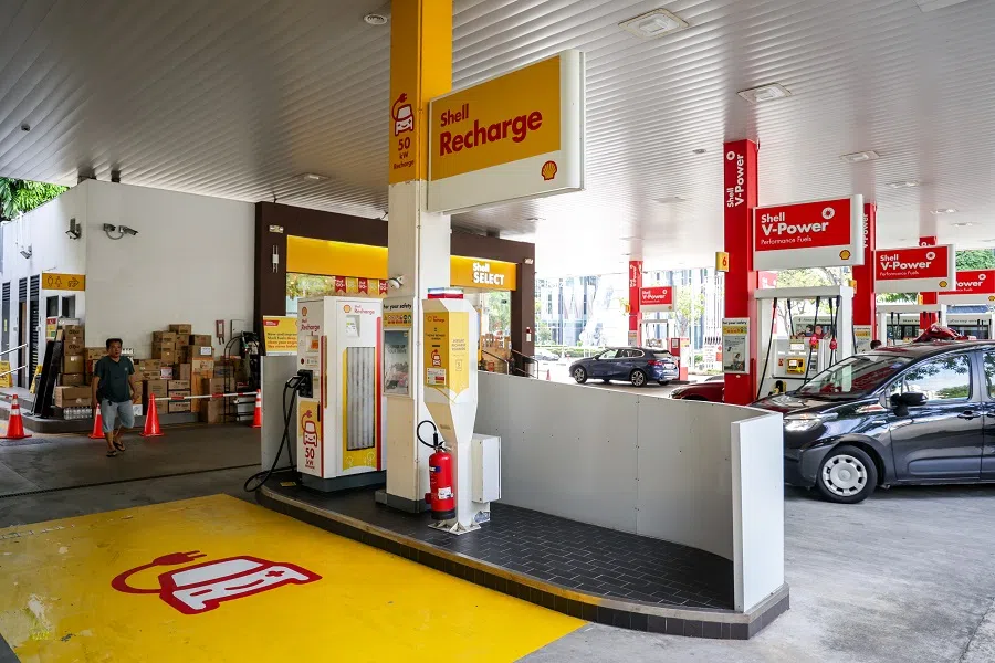 A Shell EV charging station in Singapore. (SPH Media)
