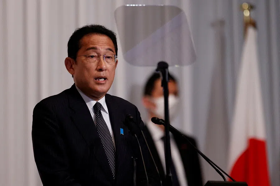 Japanese Prime Minister Fumio Kishida, and leader of the Liberal Democratic Party (LDP), attends a news conference, after the results of the upper house elections, at the party headquarters in Tokyo, Japan, 11 July 2022. (Rodrigo Reyes Marin/Pool via Reuters)