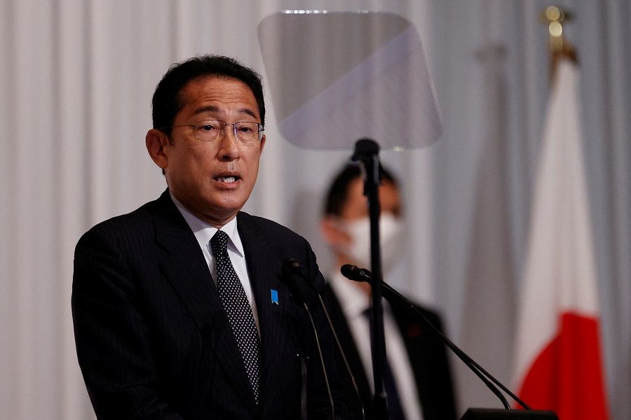 Japanese Prime Minister Fumio Kishida, and leader of the Liberal Democratic Party (LDP), attends a news conference, after the results of the upper house elections, at the party headquarters in Tokyo, Japan, 11 July 2022. (Rodrigo Reyes Marin/Pool via Reuters)