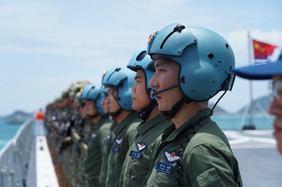 Chinese military personnel arriving in Thailand for the joint exercise Blue Strike 2023, 31 August 2023. (Xinhua)