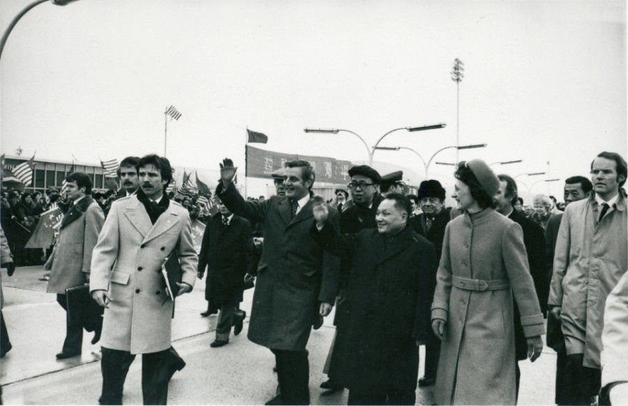 In 1979, Deng Xiaoping arrived in Washington, DC, and was welcomed by US Vice-President Walter Mondale and his wife.
