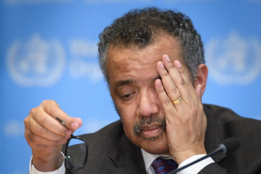 World Health Organization (WHO) Director-General Tedros Adhanom Ghebreyesus attends a daily press briefing on COVID-19, the novel coronavirus, at the WHO headquarters in Geneva, 28 February 2020. (Fabrice Coffrini/AFP)