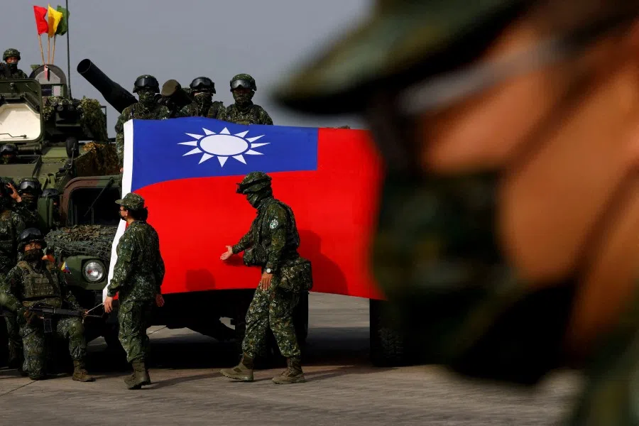 Taiwan's armed forces hold two days of routine drills to show combat readiness ahead of Lunar New Year holidays at a military base in Kaohsiung, Taiwan, 11 January 2023. (Ann Wang/Reuters)