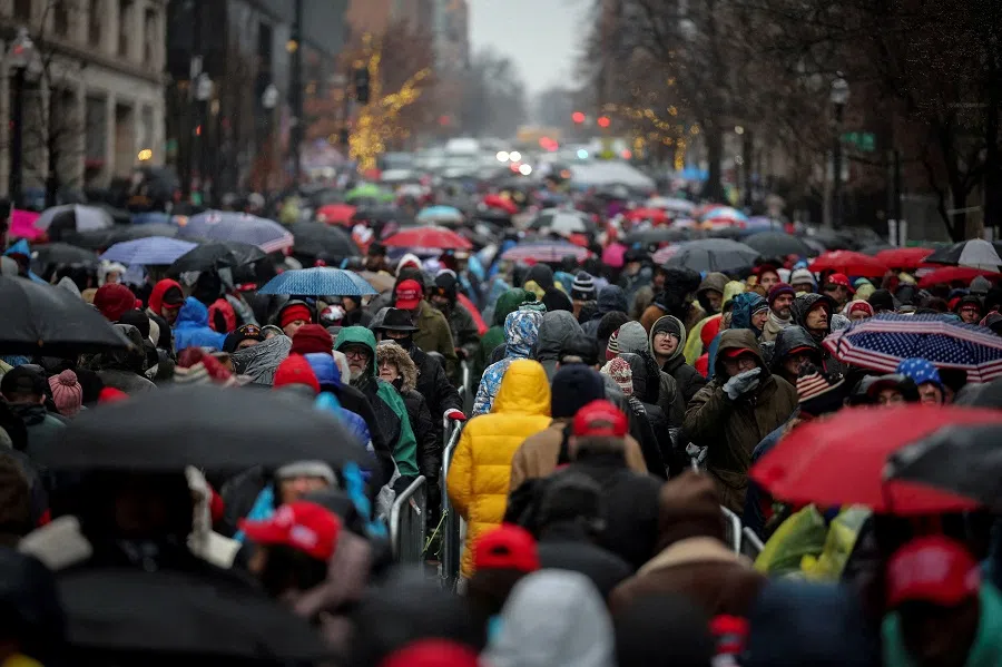 Supporters gather ahead of a rally for US President-elect Donald Trump the day before he is scheduled to be inaugurated for a second term, in Washington, US, on 19 January 2025.