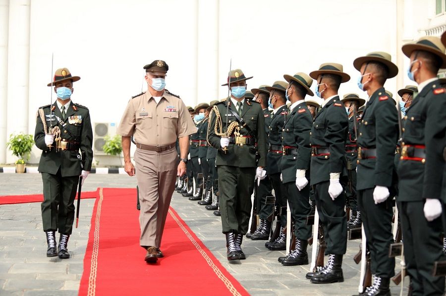 US Army Pacific General Charles A. Flynn inspects a Guard of Honor given by the Nepali Army in Kathmandu, Nepal, during his visit. (File photo/Khabarhub website)