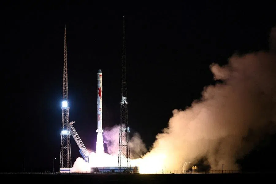 The Zhuque-2 Y-3 carrier rocket, a methane-liquid oxygen rocket by Chinese company LandSpace, carrying satellites takes off from the Jiuquan Satellite Launch Center, in Gansu province, China, on 9 December 2023. (CNS photo via Reuters)