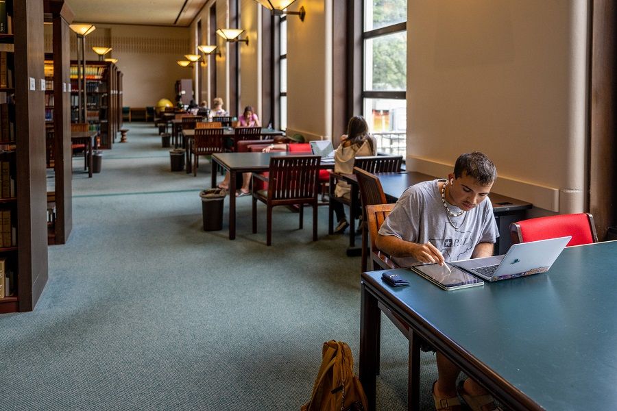 Students study in the Rice University library on 29 August 2022 in Houston, Texas, US. (Brandon Bell/Getty Images/AFP)