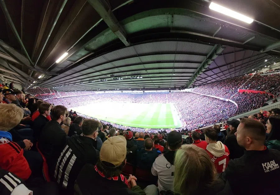 Watching Manchester United play Aston Villa at Old Trafford, May 2023.