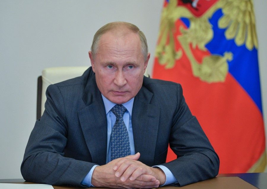 Russian President Vladimir Putin in Moscow, 8 October 2020. (Alexei Druzhinin/Sputnik/AFP)