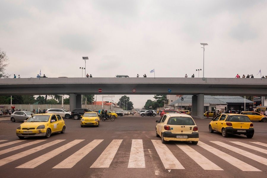 A general view of the flyover in Gombe, Kinshasa, Democratic Republic of the Congo, on 31 December 2020. (Arsene Mpiana/AFP)