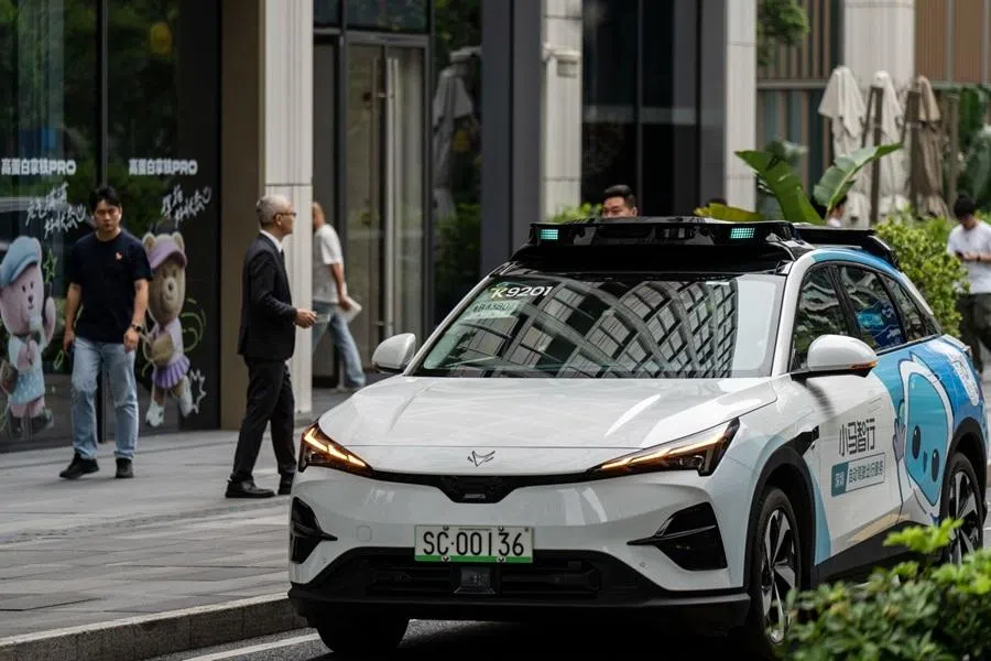 A Pony AI Inc. autonomous taxi travels along a road in Shenzhen, China, on 17 April 2026. (Qilai Shen/Bloomberg)