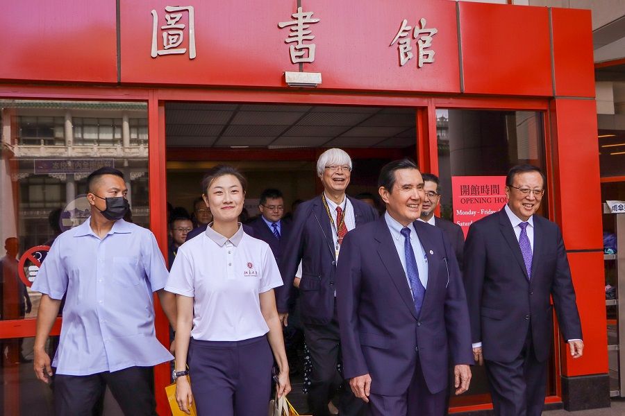 Former Taiwan President Ma Ying-jeou visits the Chinese Culture University in Taipei, Taiwan, with students and faculty members from mainland China on 18 July 2023. (CNS)