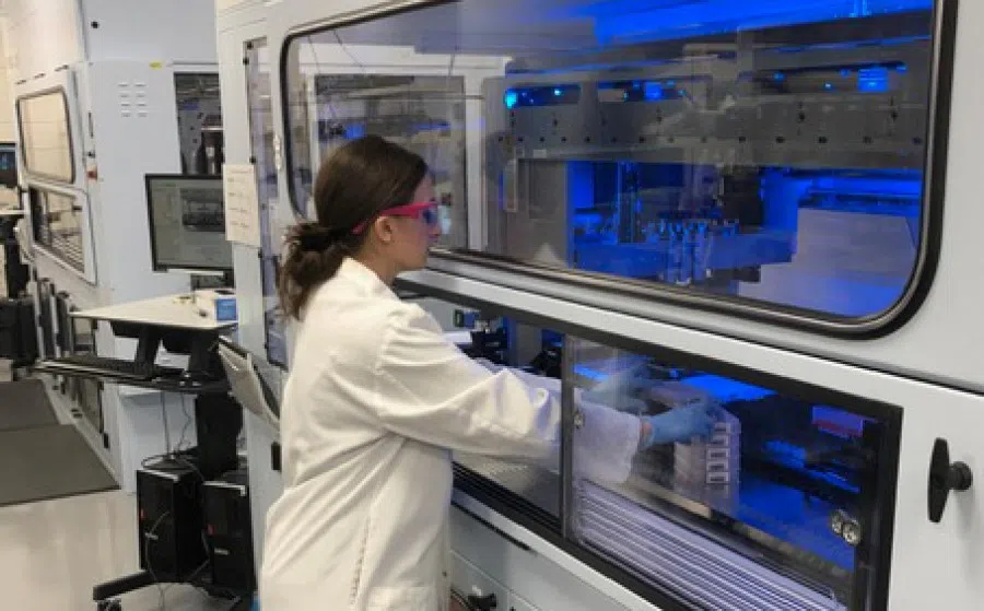 Scientists and researchers work on a potential vaccine for the coronavirus disease (COVID-19) at Pfizer's laboratory in Pearl River, New York, in this handout photo provided to Reuters on 5 May 2020. (Pfizer/Handout via REUTERS)