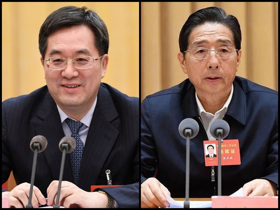 Director of the General Office of the CCP Central Committee Ding Xuexiang (left) and secretary of the Central Political and Legal Committee Guo Shengkun. (Internet)
