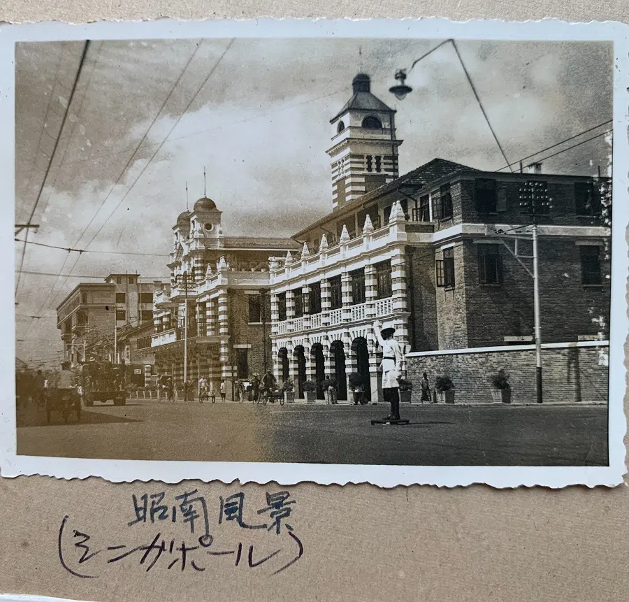 The old Jinriksha Station at Neil Road, Singapore, late February 1942. By this time, the Japanese army had renamed Singapore Syonan-to.