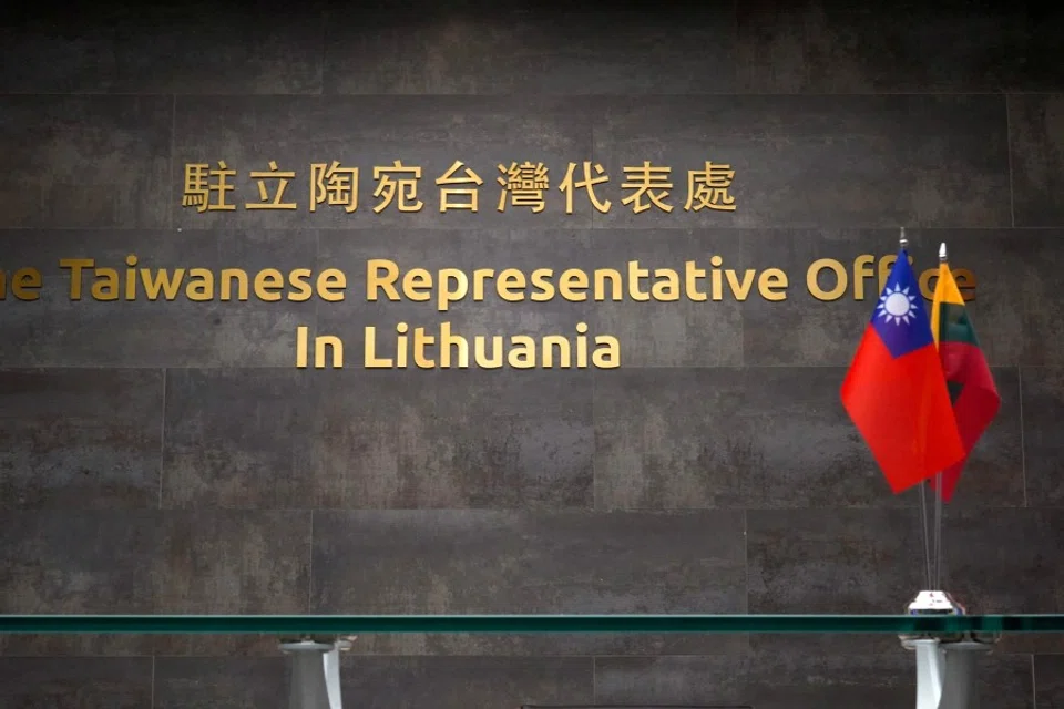 The Taiwanese Representative Office sign in Vilnius, Lithuania, 20 January 2022. (Janis Laizans/Reuters)