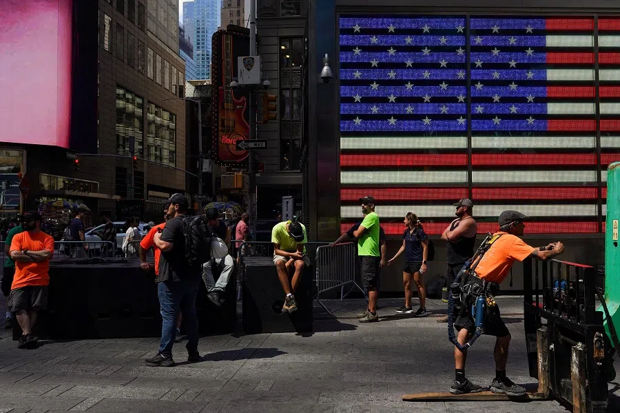 People in Times Square, New York City, US, on 27 June 2024. (Adam Gray/Reuters)