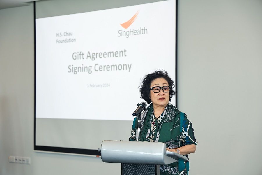 Debbie Chang at the signing ceremony between H.S. Chau Foundation and SingHealth. (Photo: Ngoh Shian Bang/SPH Media)