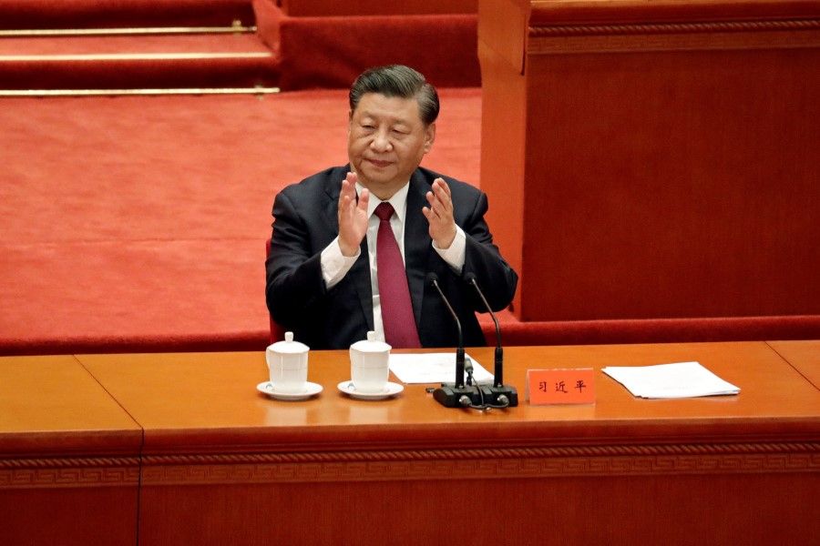 Chinese President Xi Jinping at a meeting at the Great Hall of the People in Beijing, China, 8 April 2022. (Florence Lo/Reuters)