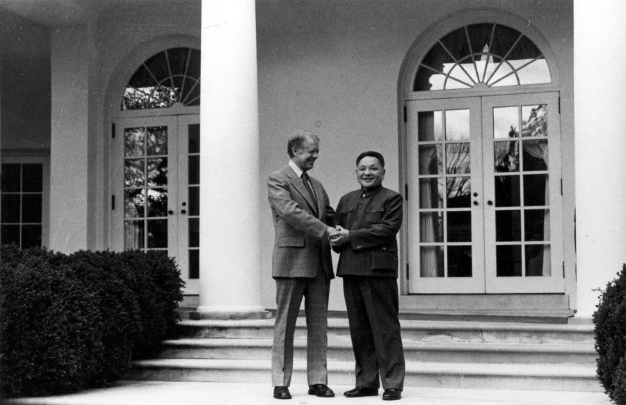 Chinese Vice-President Deng Xiaoping with US President Jimmy Carter before their dialogue, February 1972. This was the first face-to-face talk between top leaders since normalisation of China-US relations - during the period of the talks, China was in the midst of conducting counterattacks in Vietnam.