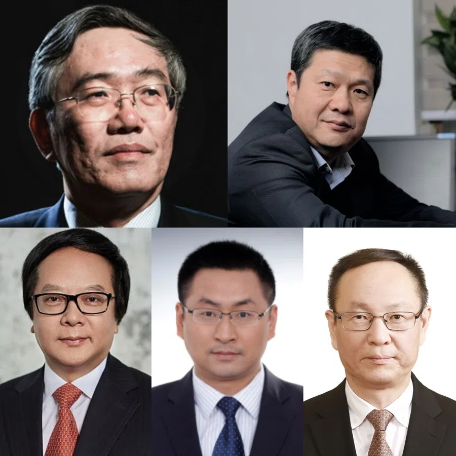 Five prominent policy experts and government advisers (top row, left to right) Yang Weimin, Huang Qunhui, (bottom row, left to right) Xu Lin, Wang Dehua and Wang Yiming share views on China’s next five-year plan. (Internet)