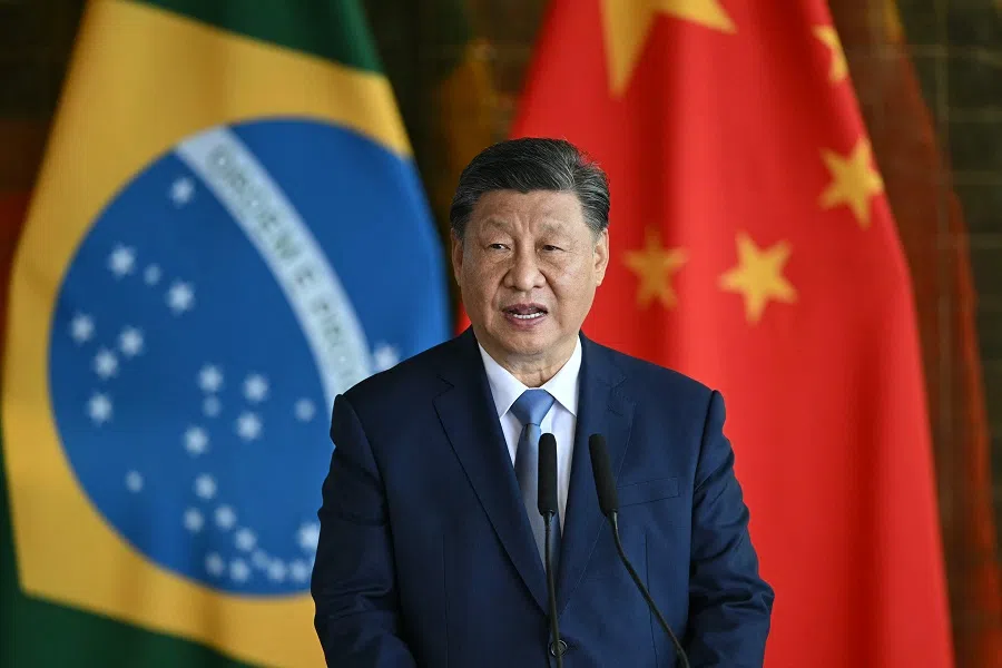 China’s President Xi Jinping speaks after a meeting at Planalto Palace in Brasilia on 20 November 2024. President Xi is on a state visit to Brazil, fresh off a warm reception at summits of the G20 and APEC groups.