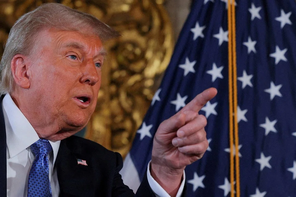 US President-elect Donald Trump delivers remarks at Mar-a-Lago in Palm Beach, Florida, US, on 16 December 2024. (Brian Snyder/Reuters)