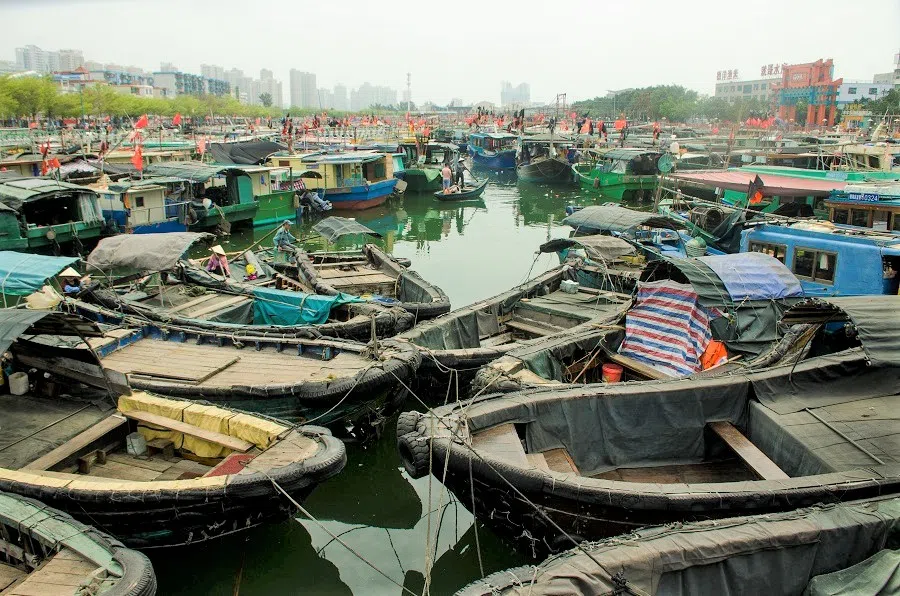 Fishing boats docked at a fishing port in Qiaogangzhen, Beihai, Guangxi, China, 20 March 2022. (CNS)