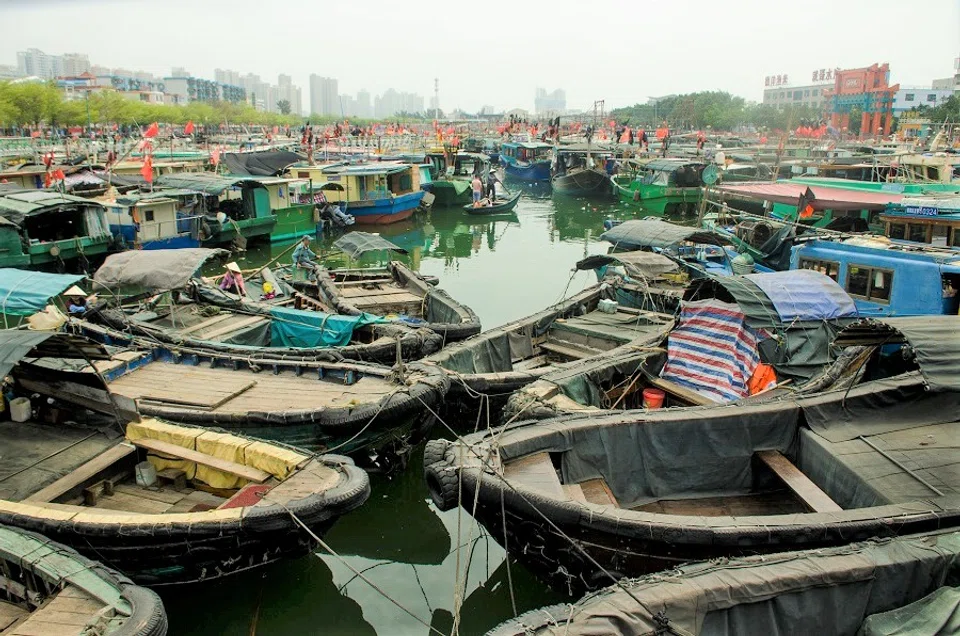 Fishing boats docked at a fishing port in Qiaogangzhen, Beihai, Guangxi, China, 20 March 2022. (CNS)