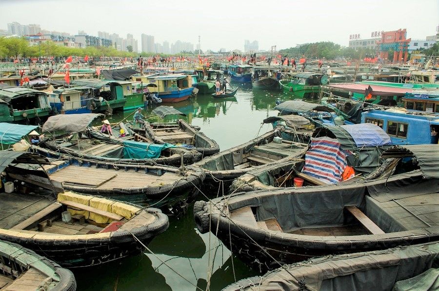 Fishing boats docked at a fishing port in Qiaogangzhen, Beihai, Guangxi, China, 20 March 2022. (CNS)